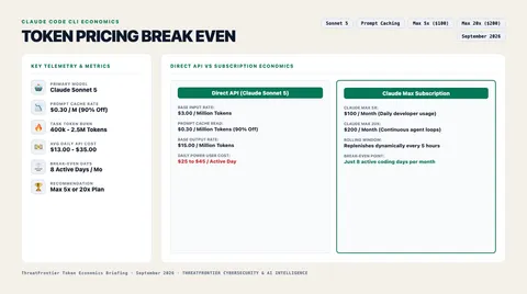 Infographic briefing poster for Claude Code Pricing & Token Economics: Subscription vs. Pay-As-You-Go API